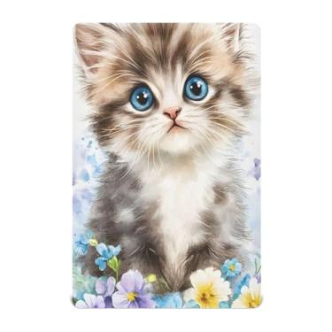Imagem de Burbuja Lençol de berço com pintura de flor de gato para meninos e meninas, lençol com elástico 71 x 132 cm para colchão padrão de berço e cama infantil, macio e respirável