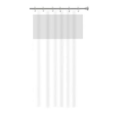 Imagem de Cortina para Box de Banheiro em PVC Branca com Visor, Impermeável, Antimofo, Inclui Ganchos