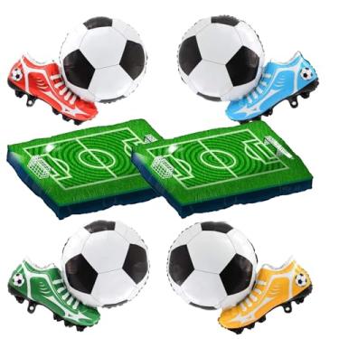 Imagem de Conjunto de balões de decoração de festa de futebol, bola de futebol/tênis de futebol, balões de alumínio para crianças, decoração de festa de aniversário, dia de jogo/suprimentos de festa da copa do