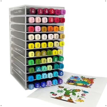 Imagem de Nicho Organizador para Canetas Touch 60 Cores Acrílico, 10 Compartimentos, Suporte de Mesa Transparente – Design Moderno e Funcional