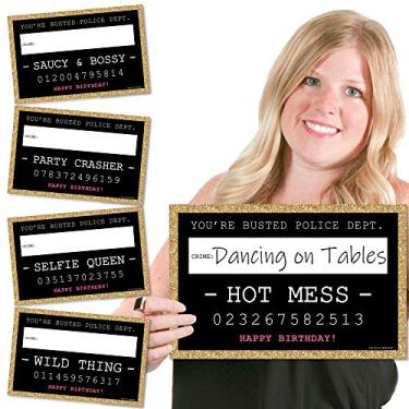 Imagem de Canecas de festa de aniversário chiques Big Dot of Happiness - preto e dourado - adereços para cabine de foto - 20 unidades