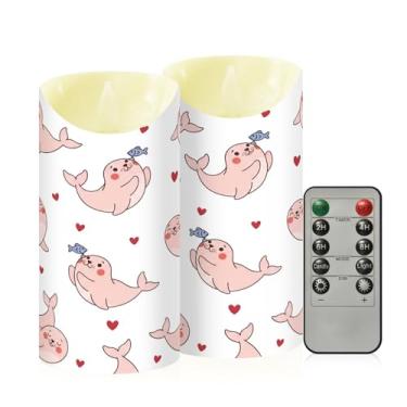 Imagem de Wassud Pacote com 2 velas fofas sem chama com controle remoto, velas realistas cintilantes com temporizador, velas decorativas para Natal, casamento, festa, decoração de casa média