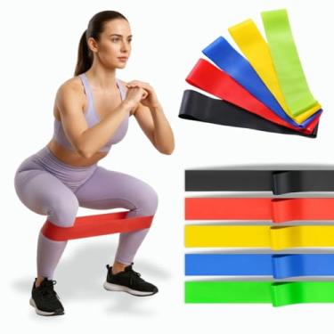 Imagem de Kit 5 Elástico de Academia Faixas Mini Bands Resistência para Treino Yoga Pilates Fisioterapia Moda Fitness