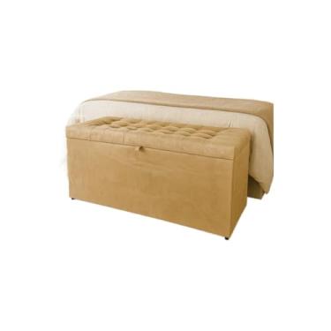 Imagem de Banqueta Decorativa Com EspaçO De Armazenamento - FáCil Acesso(Bege claro Suede,Pés em PVC)