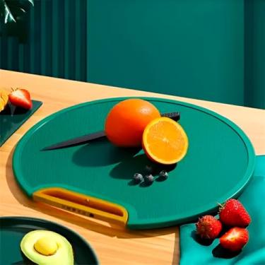 Imagem de Tábua De Cortar Redonda Antiderrapante, Antimofo E Livre De BPA Com Alça