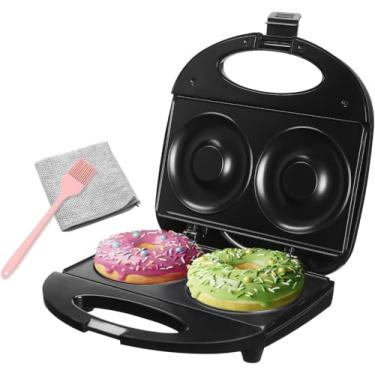 Imagem de Mini Máquina de Donuts (2 Rosquinhas) – 750W de Potência e Placa Antiaderente – Prepara Doces Rápidos, Fácil de Usar e Limpar – Compacta e Leve | 110V