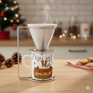 Imagem de Caneca De Porcelana com Coador Rena - Natal Mágico