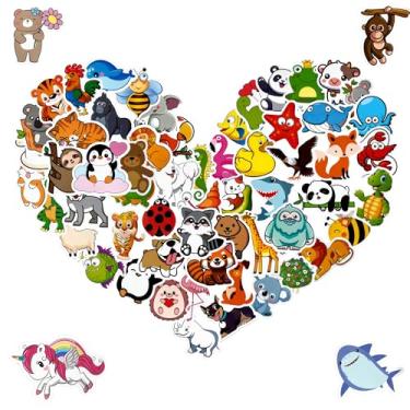 Imagem de Cute Animal Stickers-100 Pack 2 Inch Waterproof Vinyl Animal Stickers,Multi-Use Self Adhesive Pet Reward Stickers,Students,Teachers,Skateboards,Phone Cases,Gift Decorations