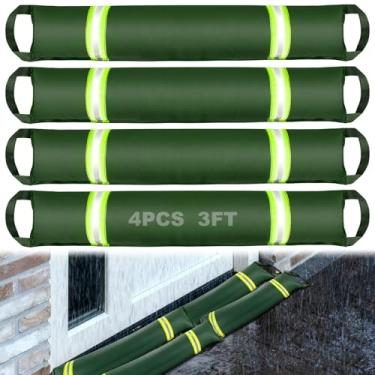 Imagem de Barreiras de inundação ativadas por água de 3 pés x 28 cm para Homer com alças e tiras refletivas, sacos de areia sem areia, barreira de água reutilizável contra inundação e derretimento de neve no