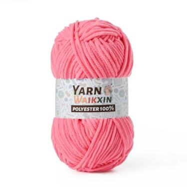 Imagem de Fio de chenille macio para crochê, fio de crochê grosso fofo para cobertor de bebê, (50 g/65,6 m) fio de veludo felpudo para amigurumi e quebra-cabeça faça você mesmo, artesanato, cachecol (rosa