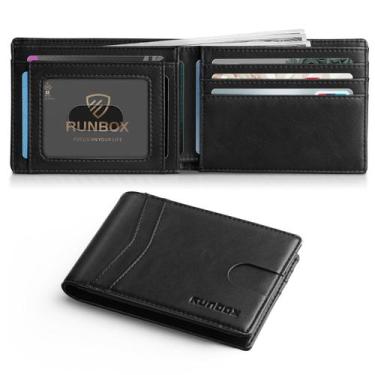 Imagem de Carteira RUNBOX Slim Leather com duas dobras com bloqueio RFID 11x8x1,