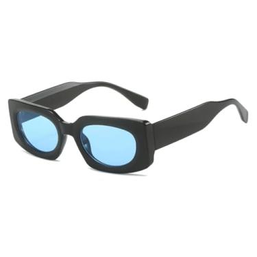 Imagem de Óculos de Sol Feminino Fashion Jelly Color Retro com Lentes Degradê Transparentes e Proteção UV400 (Preto e Azul)