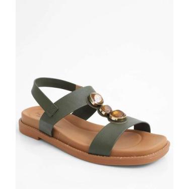 Imagem de Sandália Feminina Rasteira Pedras Sintéticas Modare Ve-18241, 38, Verd