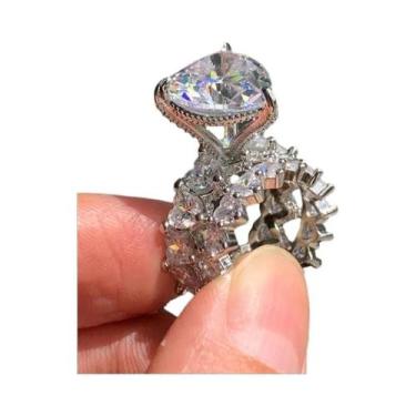 Imagem de Conjunto De Anéis De Noivado E Casamento Vintage Em Prata Com Zircônia