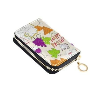 Imagem de Carteiras de cartão de crédito com bloqueio de RFID, lindas carteiras pequenas para mulheres, carteira de couro com zíper com bolsa de moedas, roxo uva, vinho, páscoa