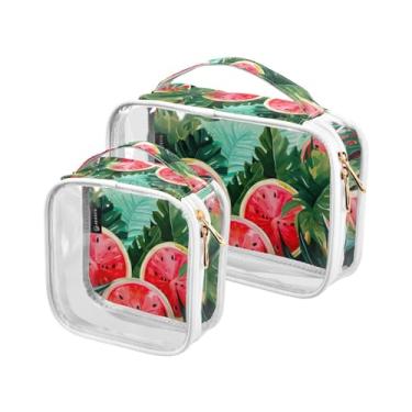 Imagem de GAIGEO Lindo cão Husky usando um chapéu de pirata, bolsa de maquiagem aprovada pela Tsa, bolsas de cosméticos transparentes com zíper para viagens, bolsa de higiene de viagem para mulheres, pacote com