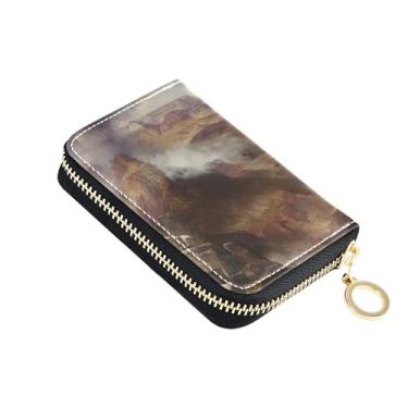 Imagem de Carteira feminina Thomas Moran American Colorado com porta-cartões de couro com bloqueio de RFID, bolsa de moedas com zíper