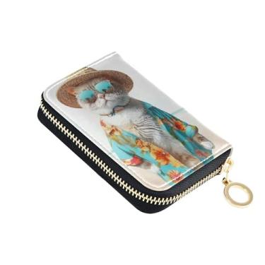 Imagem de Carteira feminina divertida de couro com bloqueio de RFID, carteira masculina minimalista com bolso para moedas