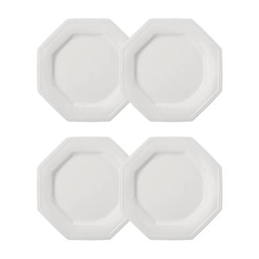 Imagem de Jogo 4 Pratos Rasos Prisma Brancos 28 cm Porcelana Schmidt