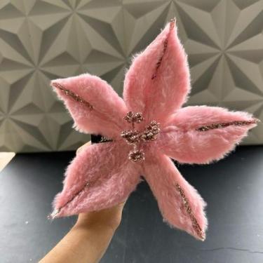 Imagem de Flor rosa para árvore de Natal pick natalino enfeite para decoração na