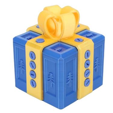 Imagem de Bewinner Caixa de Presente Irritante Com Parafusos, Caixa de Presente de Brincadeira Engraçada Reutilizável Impressa Em 3D, Enchimento de Meia de Natal O Irritante para Feriados (Azul Amarelo)