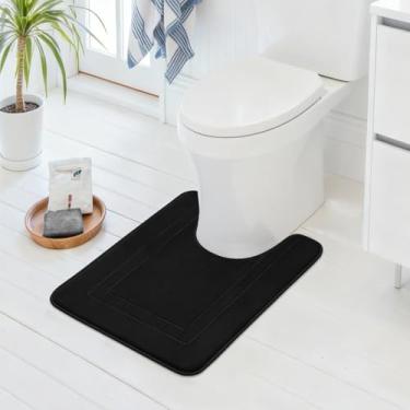 Imagem de Cupic Cupid Tapete de banho de espuma viscoelástica super macio, tapetes de banheiro pretos, tapetes de banheiro antiderrapantes para o chão do banheiro, tapetes laváveis na máquina para banheiro