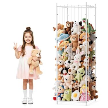 Imagem de Armazenamento de animais de pelúcia de metal, organizador de brinquedos de pelúcia durável estilo zoológico, suporte extra grande para animais de pelúcia para crianças – Armação de metal forte