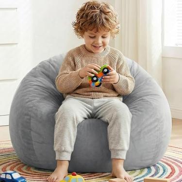 Imagem de AZHCHKE Cadeira de pufe de armazenamento de animais de pelúcia (sem enchimento), poltrona de veludo macio e confortável para adultos, crianças, adolescentes, meninas, cães, gatos, animais de estimação