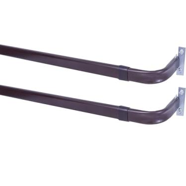 Imagem de ZyCurvo Haste única resistente, varões de cortina de costura de trava de 71 a 121 cm de largura ajustável, projeção de 5,8 cm, ferragens incluídas, preto (pacote com 2)