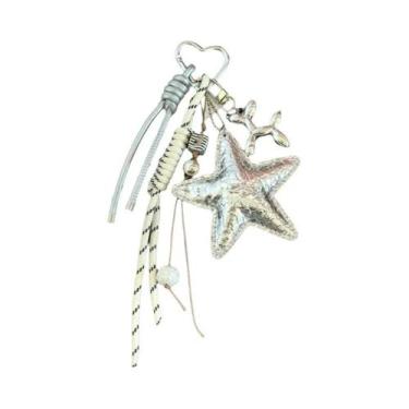 Imagem de Chaveiro De Cão Balão Estrela De Couro Fofo Com Corda Trançada Acessór