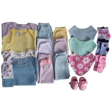 Imagem de Kit C/19 Peças Roupas Bebê Body + Mijão Maternidade Enxoval - Tanran B