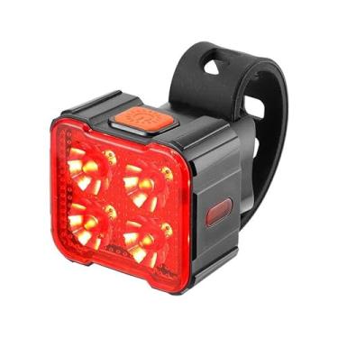 Imagem de SKXMOD Luz de bicicleta recarregável por USB, 4 a 6 contas tipo C, lanterna de ciclismo para bicicleta, lanterna de farol MTB, lanterna traseira (vermelha)