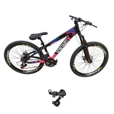 Imagem de Bicicleta 26 VikingX T25 24v Cambio Shimano Traseiro Pneu Aro 26 Balão Preto-Unissex