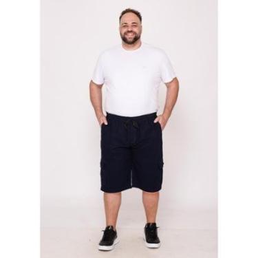 Imagem de Bermuda Masculina Plus Size Sarja Azul Marinho com Elástico-Masculino