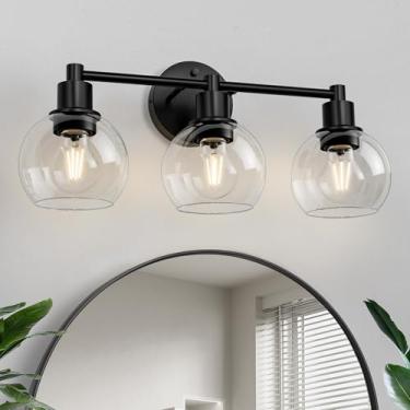 Imagem de Espird Luminárias De Banheiro Com 3 Luzes, Pretas, Luminárias De Banheiro Sobre O Espelho, Arandelas De Parede Industriais E De Fazenda Com 3 Luzes, Luminárias De Banheiro Em Formato De Globo Preto