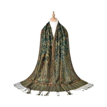 Imagem de Lenço Hijab Retro De Tamanho Grande Para Mulheres Com Estampa Paisley 
