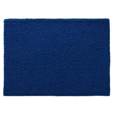 Imagem de Tapete Banheiro 38x58cm Antiderrapante Bolinha Macarrão lavabo casa felpudo box absorvente água(Kit 4,Azul Marinho)