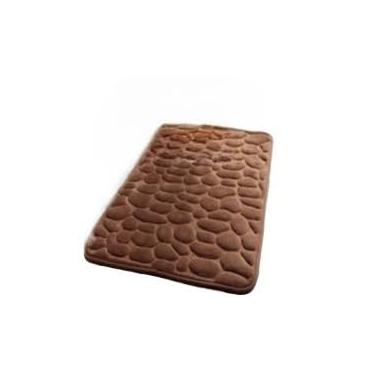 Imagem de Tapete de banheiro decoração em relevo de paralelepípedos tapetes antiderrapantes em lavatório banheira, tapete de chão(CASTANHO)