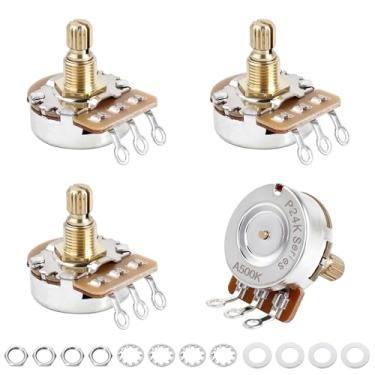 Imagem de Banworks Potenciômetro de guitarra elétrica tamanho completo Brass A500K M8 Thread Metric 18-Spline Split Short Shaft (comprimento 15 mm) Audio Taper Potenciômetro para Epiphone Les Paul LP/SG Squier