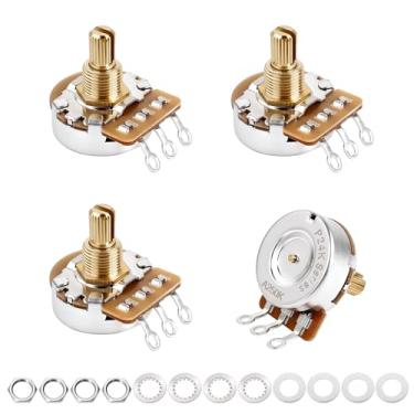 Imagem de Banworks Potenciômetro A250K Imperial de latão com rosca de 9,5 mm para guitarras tamanho completo, eixo curto dividido de 24 estrias (comprimento de 15,5 mm) para Gibson Les Paul LP/SG Fender Strat