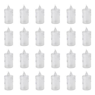 Imagem de Velas decorativas sem chama, velas LED sem chama | Vela falsa transparente elétrica,Velas pequenas LED alimentadas por bateria piscando 24X, adequadas para casamentos, mesas de jantar, decoração de ca
