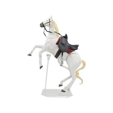 Imagem de MERIGLARE Coleção de estatuetas de cavalos, simulação criativa com suporte, modelo de figura de ação de pônei, animal de fazenda, para crianças, presente de, Branco