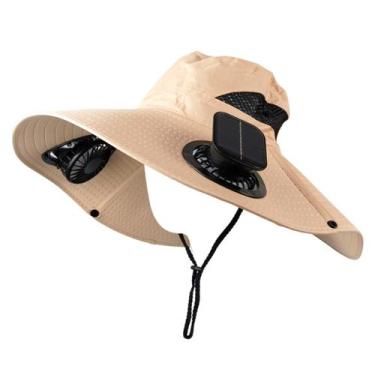 Imagem de Chapéu com Ventilador Solar Recarregável - Bela Flor, Bege