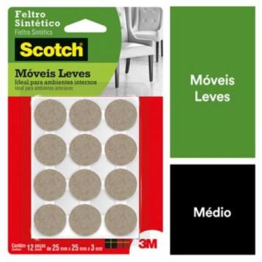Imagem de Feltro Adesivo P/ Móveis Leves Redondo Quadrado 3M Scotch, Redondo Peq
