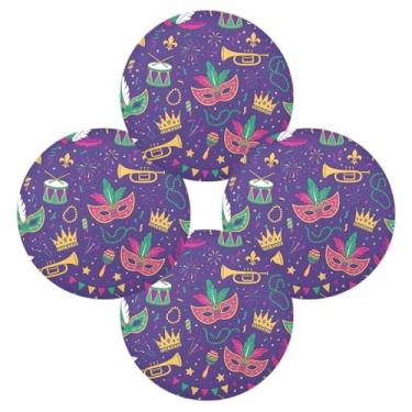 Imagem de Wassud Jogo americano conjunto de 4 tapetes de mesa redondos para cozinha e jantar tapetes laváveis resistentes ao calor para decoração de mesa 39 cm