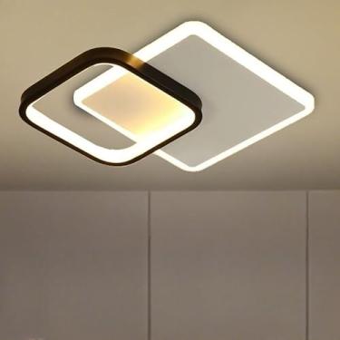 Imagem de Luminária de Teto Plafon LED Moderna 3 Cores (110V/220V) – Lustre Minimalista para Sala, Quarto, Cozinha e Corredor(Estilo F/Quadrado(110V-220V))