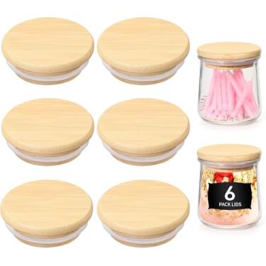 Imagem de Tampas de pote de iogurte Oui - Pacote com 12 - Madeira de bambu natural SBMKK com anéis de vedação de silicone, para potes de iogurte Oui de 142 g (pote não incluído) (12)