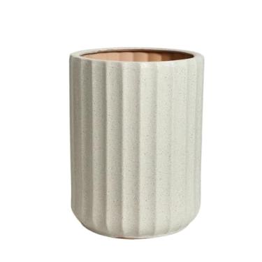 Imagem de Vasos de plantas Vaso redondo para plantas ao ar livre com listras, vaso de cerâmica áspera furos drenagem
