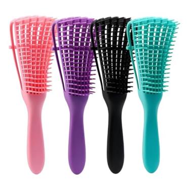 Imagem de Escova de Cabelo Polvo, Pente para Pentear, Com 8 Pontoas Flexíveis e Ajuste Fácil, Adequado para Todos os Tipos de Cabelo, Liso, Ondulado e Cacheado, Desembaraça, Massageia e Define Cachos com mais facilidade, Cores Sortidas