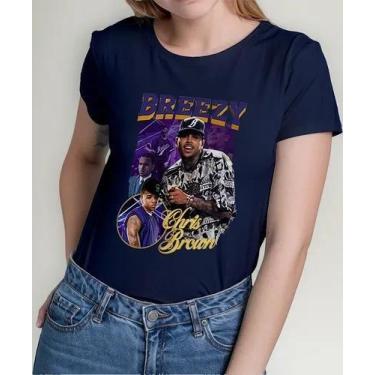 Imagem de Camisa Camiseta Adulto Masculina Feminina Algodão Cantor Chris Brow n 